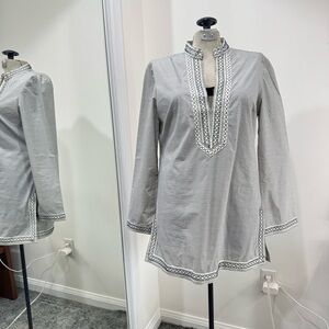 Tory Burch Tunic Top in navy stripes on white